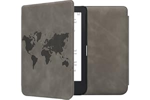 kwmobile Cover Compatible with Kobo Clara 2E / Tolino Shine 4 Cover - eReader Case - Travel Outline Grey
