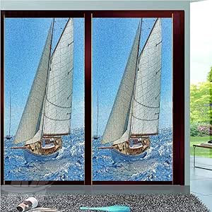 Nautical Decorative Window Film,Sailboat on the Sea Regatta Race Yacht ...