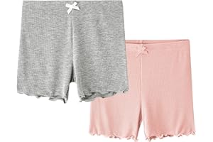 BambooBud Girls' Pajama Shorts 2-Pack Toddlers Ribbed Sleep Bottoms Girls Summer Kids Bamboo Viscose Shorts 2-5T