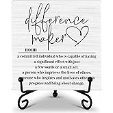 Wooden Table Sign Gift Difference Maker Definition Desk Decor Wood Plaque With Stand Unique Gift Ideas for Boss Women Best Mom Coworker Teacher Office(White)-A15