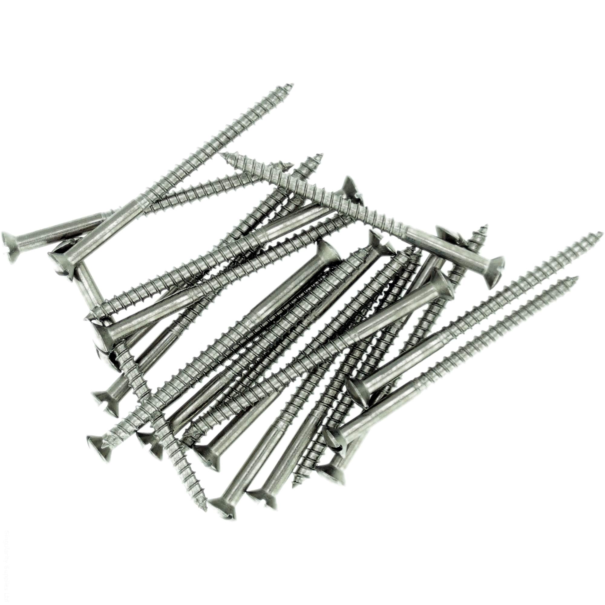 No.6 x 0.98 (3.5mm x 25mm) Slot Raised Countersunk Wood Screw - Stainless Steel (A2) (Pack of 20)