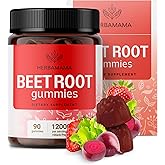 HERBAMAMA Beet Root Gummies - 12000mg Red Beets with Black Pepper Extract for Overall Support - Vegan, Non-GMO Antioxidant Supplement - 90 Pectin-Based Strawberry-Flavored Chews