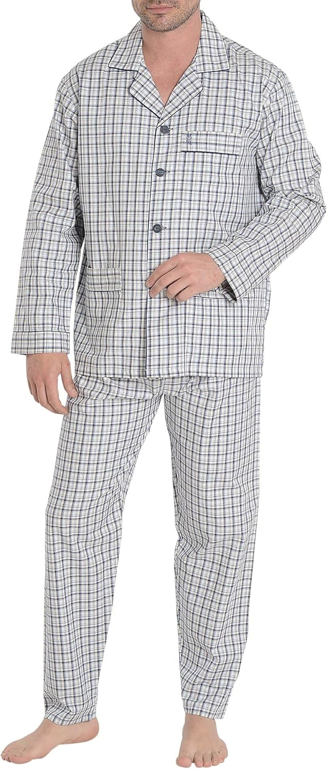 El Búho Nocturno - 2803 - Pijama Hombre Largo Premium Solapa Franela
