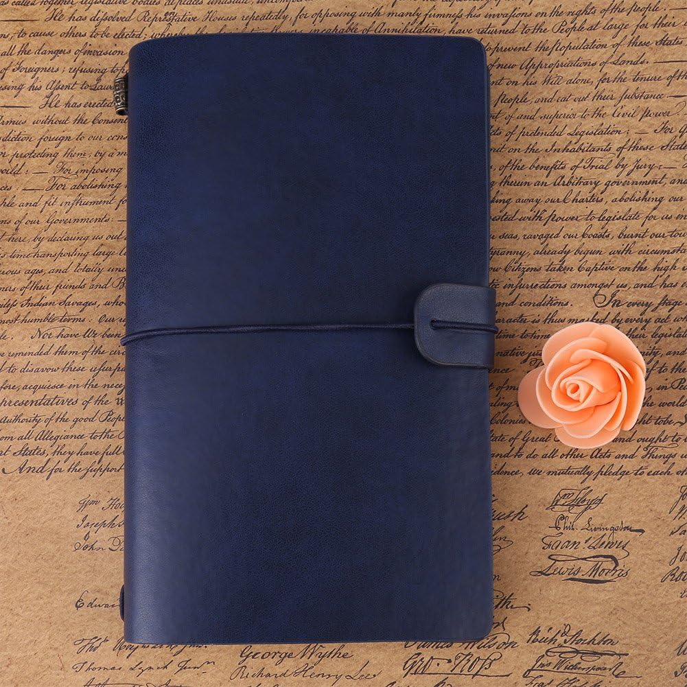 Travel Journal Notebook, 1 Pcs Vintage Retro PU Leather Notebook, Personalized Journal Diary Refillable Notepad (Dark Blue) - Image 5