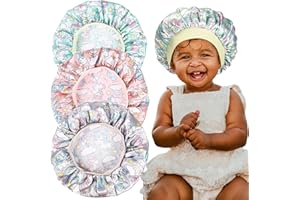 Aileam 3 Pieces Kids Satin Bonnet Unicorn Sleep Cap Silk Wide Elastic Band Sleeping Cap Soft Silk Double Layer Night Hair Hats for Teens Toddler Child Baby Multicoloured