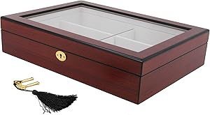 Decorebay 6 Piece Art Decor Rose Wood Eyeglass Sunglass Glasses Display Case Organizer Collector Box Gift