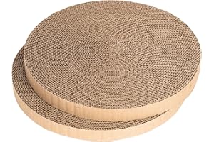 ROADTOFREE Round cat Scratcher Refill 10 inch Diameter 7/8 inch Thickness Scratcher Replacement Pads cat Scratching Board Circle Cat Cardboard Scratcher for Indoor Cats cat Scratch pad(2pcs)