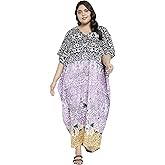 Gypsie Blu Women’s Plus Size Printed Caftan Maxi Dress Beach Cover Up, Summer Dress, V-Neck Kimono Sleeve Lounge Wear