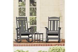 LUE BONA Outdoor Rocking Chairs Set of 2, Weather Resistant Poly Plastic Rocker Chairs, 350lb Heavy Duty, Oversized Porch Roc