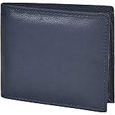 Leatherboss Leather Boys Slim Compact Flap Id Coin Pocket Bifold Wallet with debit credit card holder, Blue