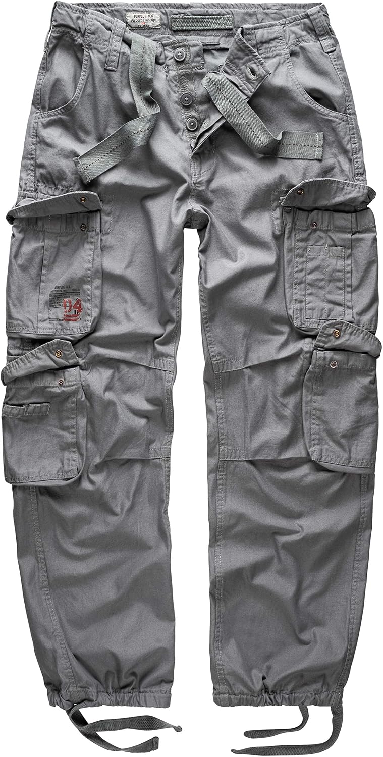 Surplus Cargo Trousers Mens Airborne Vintage, Grey, M