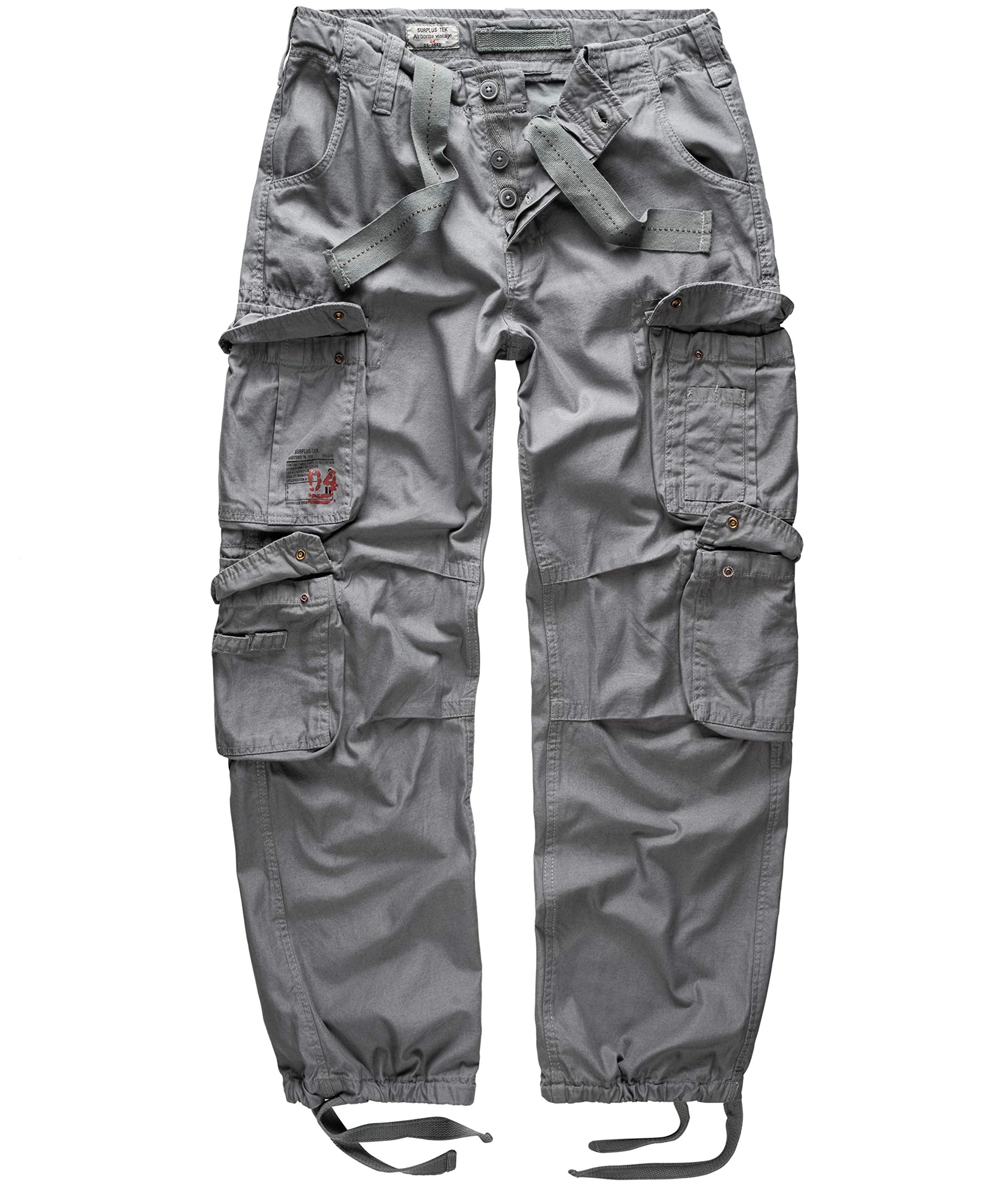 Surplus Cargo Trousers Mens Airborne Vintage, Grey, M