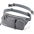 Fanny Pack For Women & Men Cute Waist Bag - Hiking Travel Camp Running - Headphone Hole, Money Belt with 6 Pockets, Strap Extension - Easy Carry Any Phone, Passport, Wallet - Water Resistant Holder