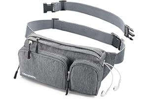 OLIMPIAFIT Fanny Pack For Women & Men Cute Waist Bag - Hiking Travel Camp Running - Headphone Hole, Money Belt with 6 Pockets, Strap Extension - Easy Carry Any Phone, Passport, Wallet - Water Resistant Holder