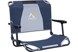 GCI Outdoor Big Comfort Stadium Chair | Portable, Folding Bleacher Seat with Back Support & Armrests — Navy Blue