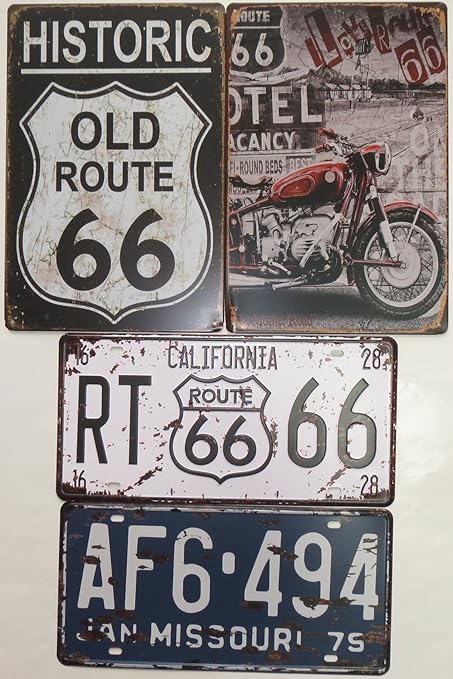 速達メール便 Globalzakka ブリキ看板 Route 66 インテリア アメリカン おしゃれ 5枚セット 値下げ Arnabmobility Com