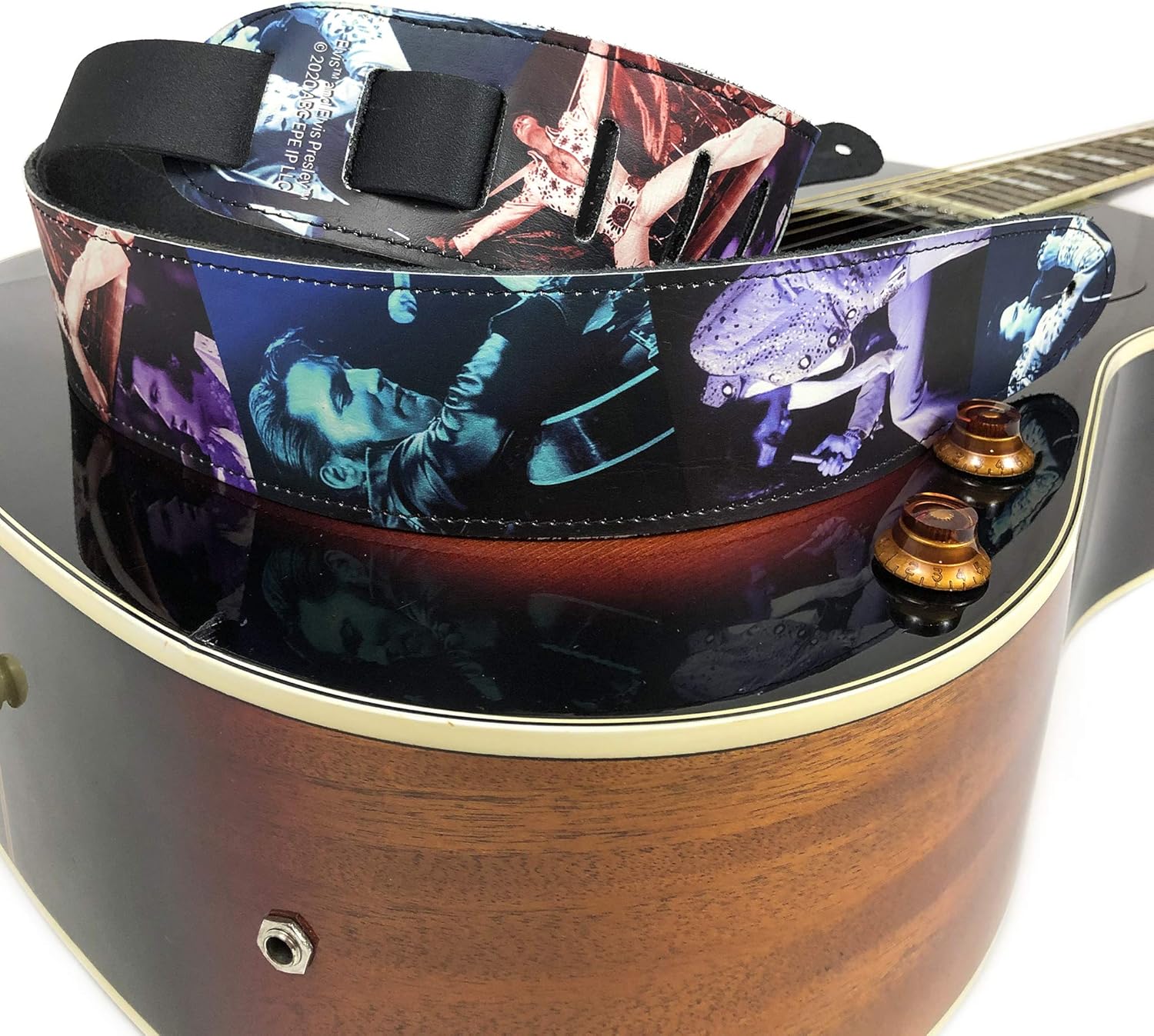 Perri's Leathers P25EPV-8264 Elvis, Leather Guitar Strap with High Resolution Imaging, Black, 5.08 x 5.08 x 5.08 cm - Image 3
