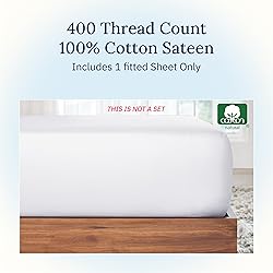 Cal King Fitted Sheet White, 100% Cotton 400 Thread