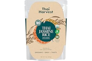 THAI HARVEST 100% USDA Organic Jasmine Rice 7 Ounce (Pack of 8) Microwaveable 90 Seconds Ready to Eat Instant Jasmine Rice for Quick Dinner Meals Zero Preservatives Gluten Free