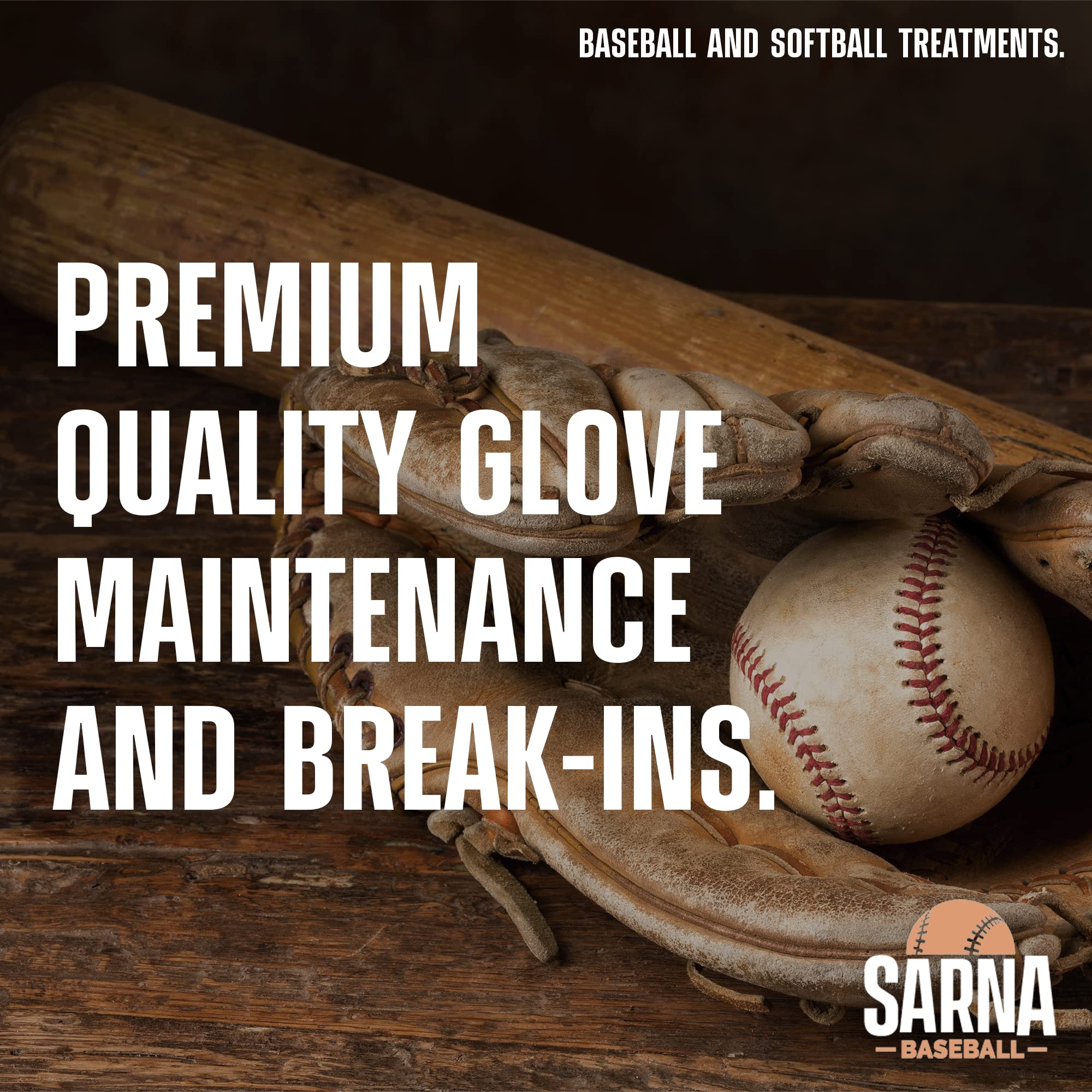 SARNA BASEBALL Glove Leather Conditioner - Use on Baseball Gloves, Softball Gloves, and Other Leather Sports Equipment - Made in USA