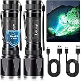 LETMY Rechargeable Flashlights High Lumens, 2 Pack 5000 Lumens Super Bright LED Tactical Flashlight, 3 Modes Samll Powerful Flash Lights with Clip, Waterproof Flashlights for Home Emergency Camping
