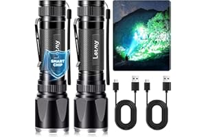 LETMY Rechargeable Flashlights High Lumens, 2 Pack 2000 Lumens Super Bright LED Tactical Flashlight, 3 Modes Samll Powerful Flash Lights with Clip, Waterproof Flashlights for Home Emergency Camping