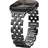 Minyee Compatible with Apple Watch Band Women 42/41/40/38/44/45/46/49mm, Dressy Starlight Gold Shiny Basketweave Designer Stainless Steel Metal Strap for iWatch Series 11 10 9 8 7 6 5 3 2 1 SE Ultra