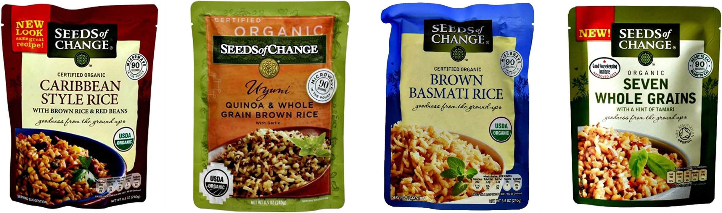 Rice Bundle: Seeds of Change 4 Variety Pack - Caribbean Style Rice, Seven Whole Grains, Quinoa & Brown Rice and Brown Basmati Rice