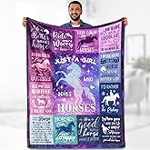 Horse Blanket Gift for Women Girls Kids Teens Horse Lover Gifts Just A Girl Who Loves Horses Themed Western Soft Cozy Bed Couch Plush Birthday Christmas Throw Blanket 50"x60"