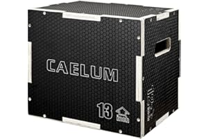 CAELUM 3-in-1 Wood Plyo Box - Non-Slip Plyometric Jump Box for Home & Gym, 400lbs Bearing Fitness Launch Box for Jumping Squa