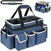 ZIOZERTT Cleaning Caddy Bag,Large Cleaning Supplies Organizer with Handle for Housekeepers, Blue