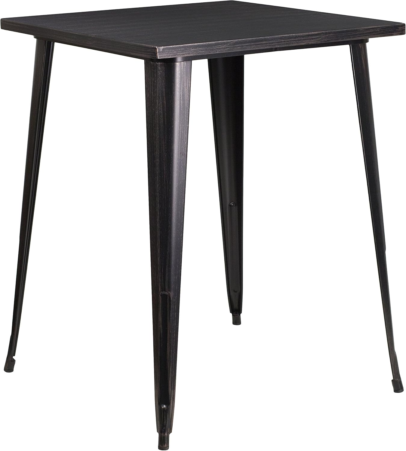 Flash Furniture Commercial Grade 31.5" Square Black-Antique Gold Metal Indoor-Outdoor Bar Height Table