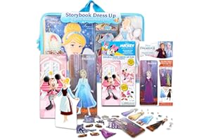 DISNEY FROZEN Disney Princess Magnetic Dress Up Doll Playsets for Girls - Dress Up Doll Bundle with Wooden Dolls Including Anna, Cinderella, Minnie Mouse | Disney Playsets for Girls
