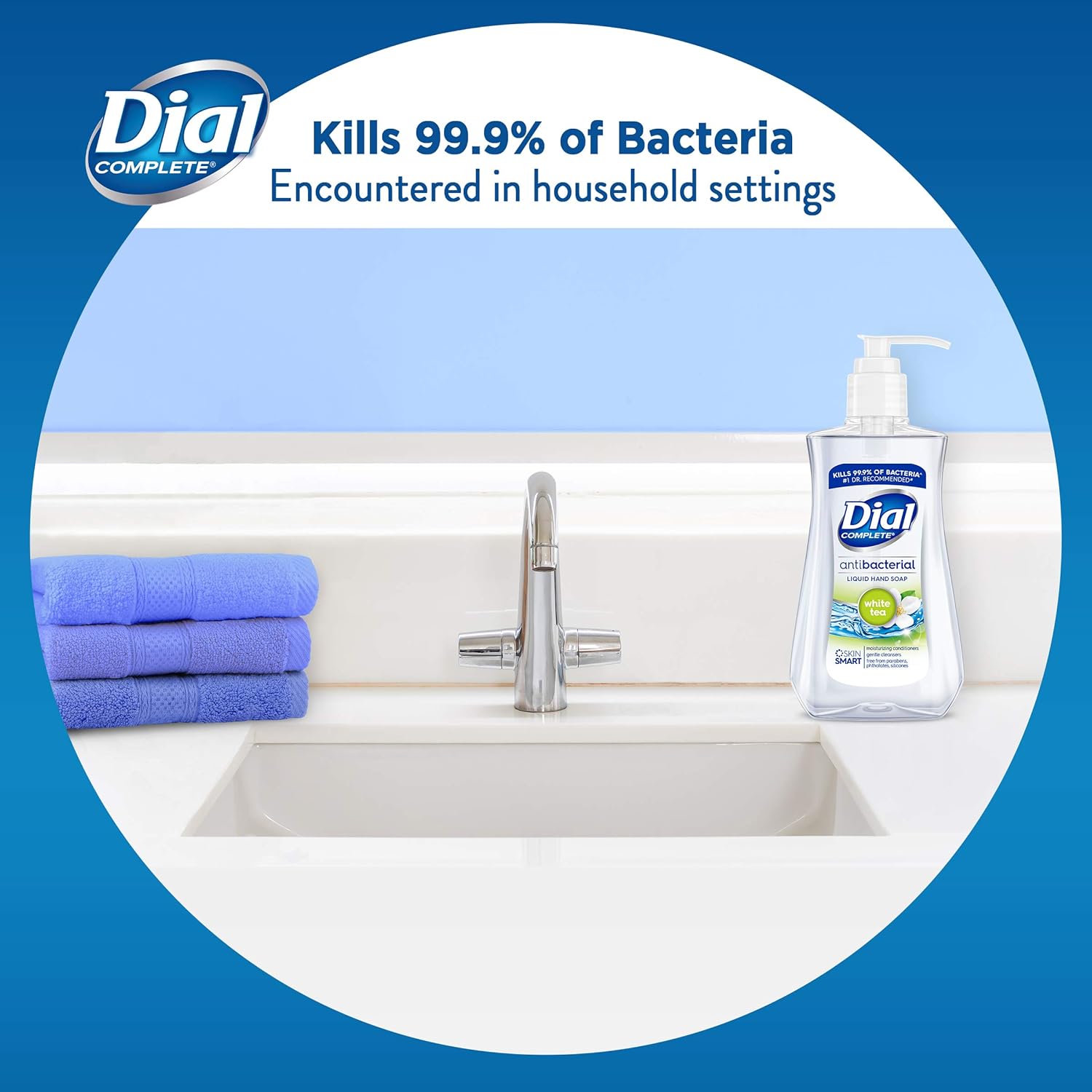 Dial Antibacterial Liquid Hand Soap, White Tea, 7.5 Fluid Ounces (Pack of 12) : Hand Washes : Beauty