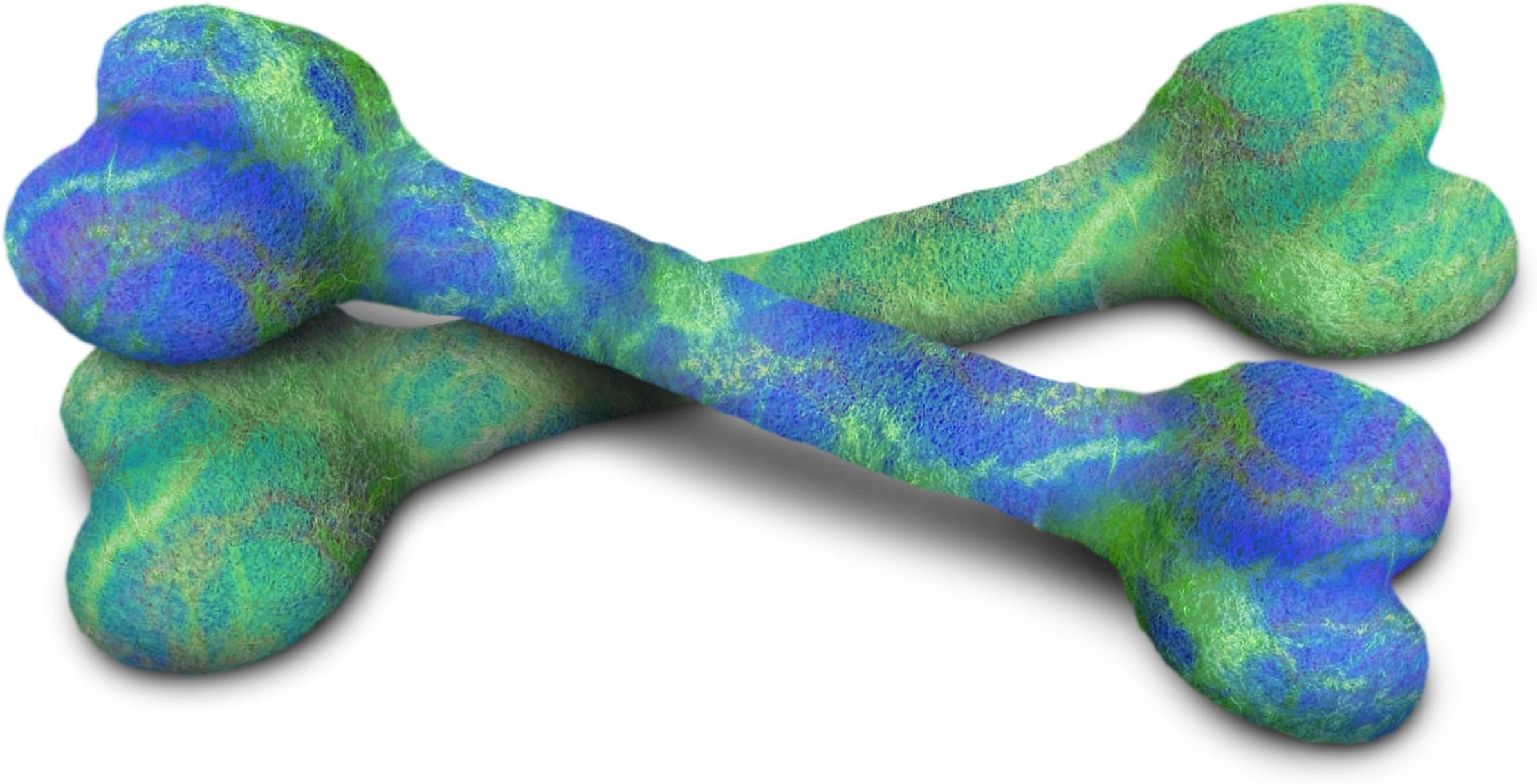 Dog Bone Soft Chew Toy (Pair) Handmade 100% Felted Wool & Natural Dyes, for Small Dogs & Puppies, Machine Washable