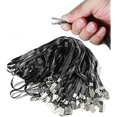 PCKPGON 50 Pack Black Lanyard with Clip, Bulk Flat Neck Lanyards for ID Badges Name Tags Card Holders