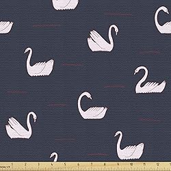 Ambesonne Swan Fabric by The Yard, Pinkish