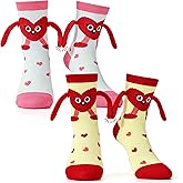 Belloxis 2-Pack Valentine’s Day Magnetic Heart Socks for Kids, Cute Hand-Holding Cotton Crew Socks Gifts