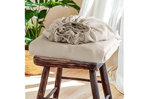 SONORO KATE 100% French Linen Fitted Sheet (1 Piece) - Stone Washed Natural Linen Mattress Cover, 16 Inch Deep Pocket, Ultra Soft, Breathable, Durable for Hot Sleepers (Natural Linen,King)