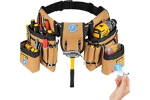 Tool Belt,Magnetic Tool Pouch,27-Pockets Heavy Duty Padded Tool Belts for Men,Detachable & Adjustable Tool Pouch Bag for Elec