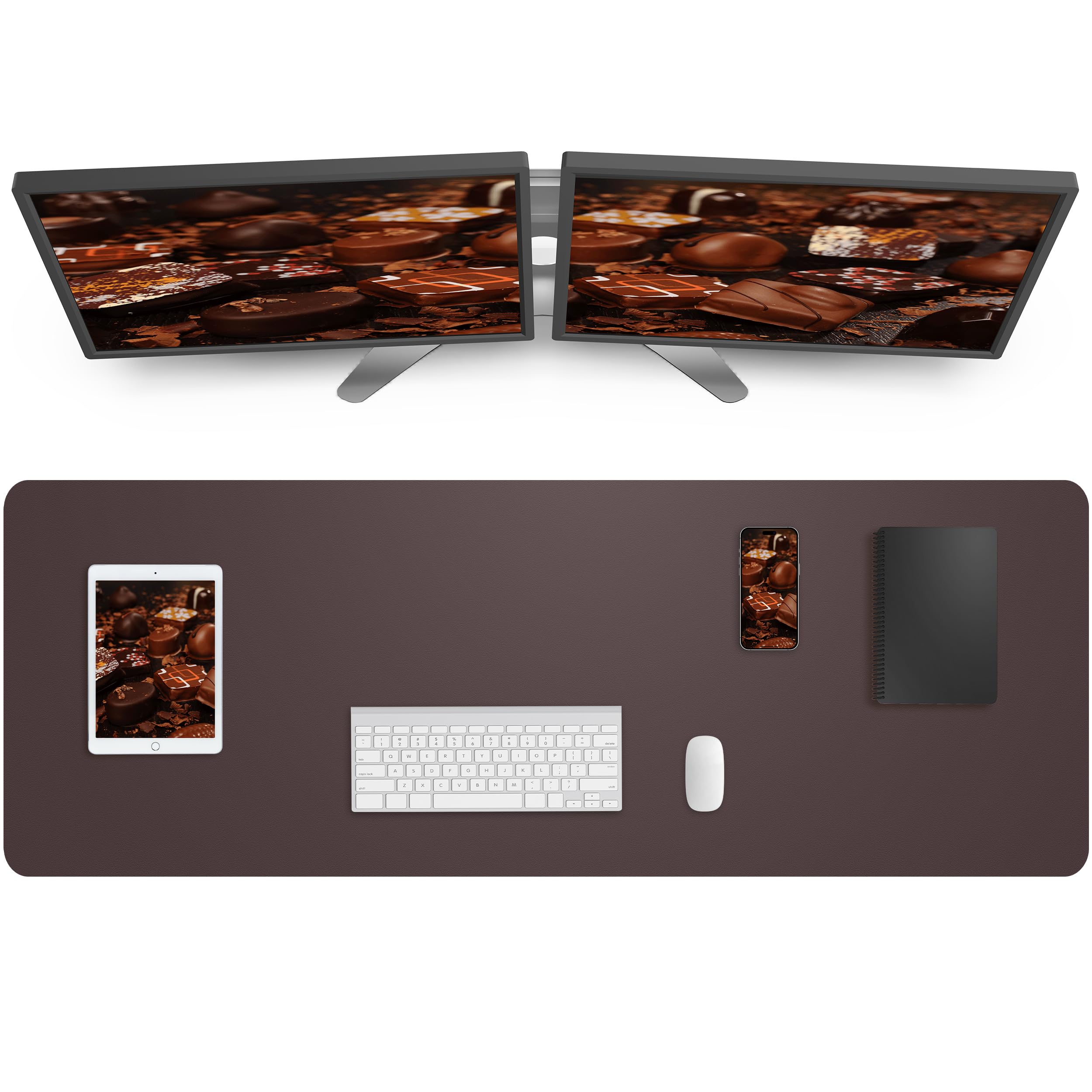 Photo 1 of AFIING Leather Desk Pad Protector,Mouse Pad,Office Desk Mat, Non-Slip PU Leather Desk Blotter,Large desk mat,Waterproof Keyboard mat for Office/Home/Decor (Coffee,55"" x 17"")