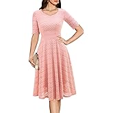 Dressystar Women's Short Sleeve Lace Wedding Guest Dress V Neck A Line Formal Cocktail Evening Party Dresses 2025