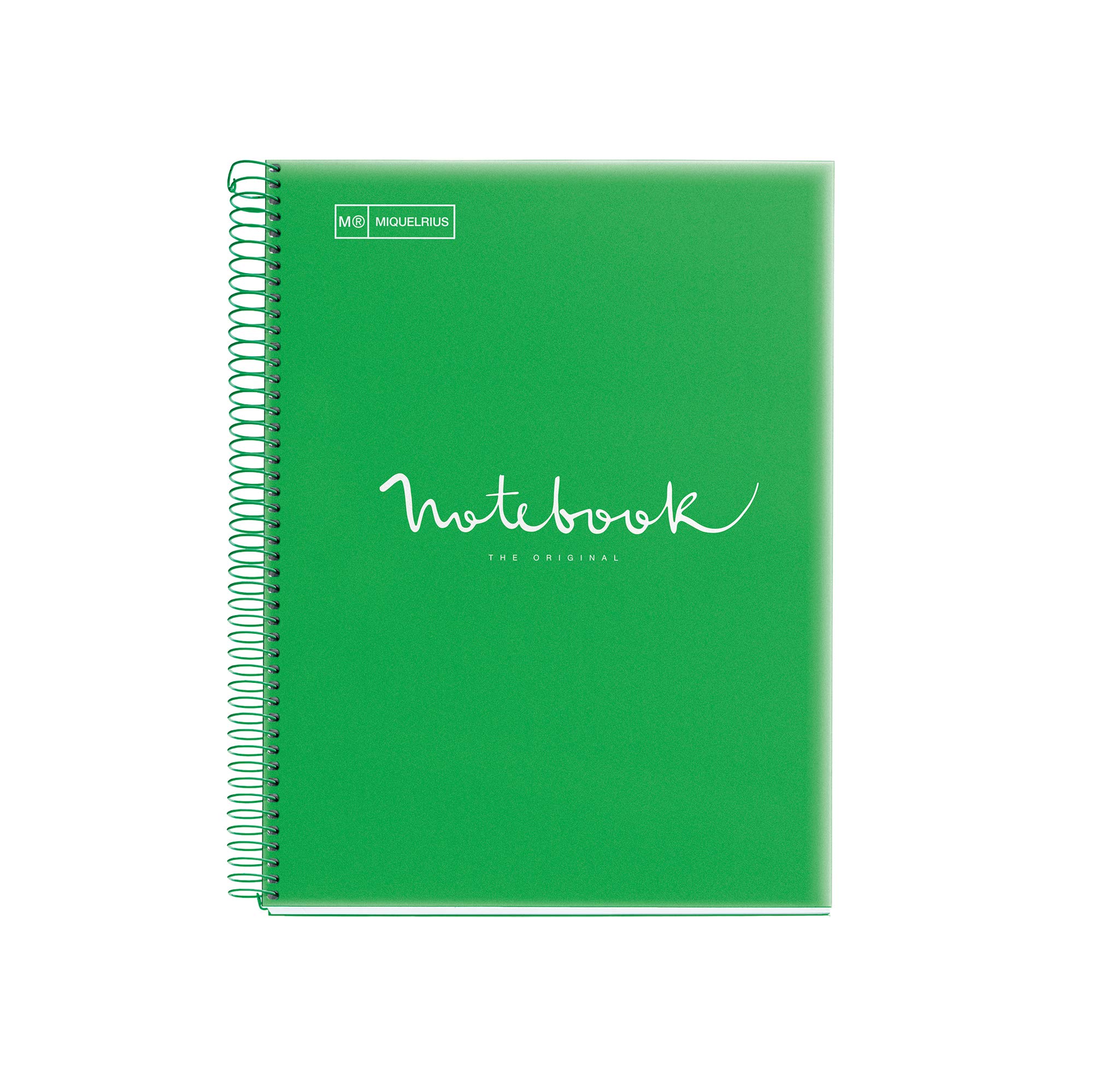 Miquelrius - A4 Notebook Emotions, 80 Sheets 90 g/m², 5 x 5 mm Square, 1 Colour Strip, Microperforated Spiral, Polypropylene Cover, 4 Drills, Green — image 1