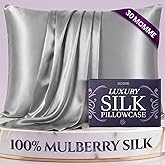 DECOLURE 100% Pure Mulberry Silk Pillow Case King Size – Highest Grade 30 Momme 6A+, Luxuriously Soft & Cooling Silk Pillowcase for Hair & Skin, Hypoallergenic, Breathable, Hidden Zipper (Silver Grey)
