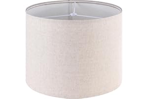 GO&SO Beige Medium Drum Lamp Shade for Table Lamps Floor Lamps- 13 "Top x 13" Bottom x 10 "High(Spider) Oatmeal Linen Shade Replacement Lampshade Barrel Lampshade Fabric -Rustic -1 Pack Easy Assembly