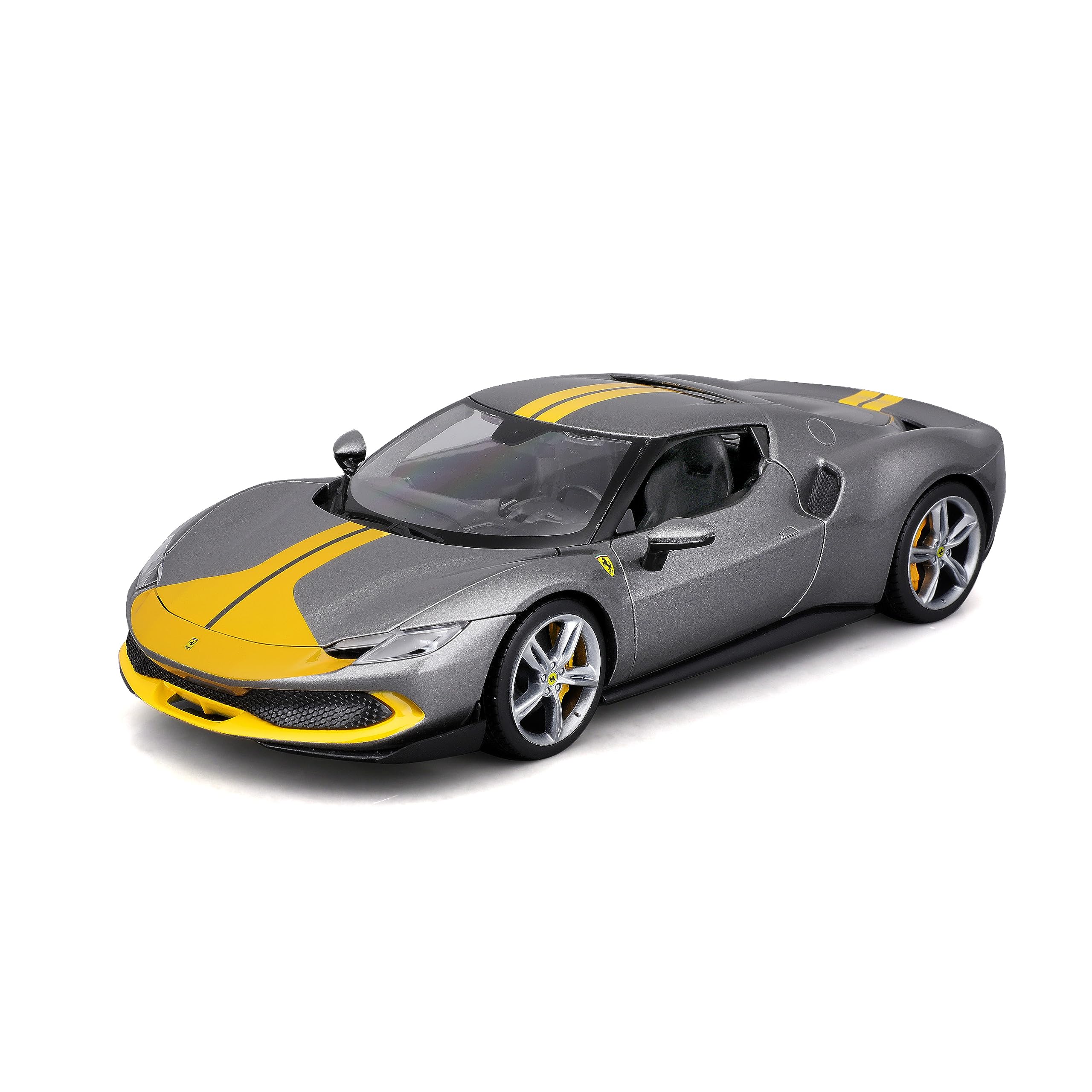 Bburago | 1/18 Ferrari - 296 GTB - Grey and Yellow | Scale Model Car for Children | Ages 3+ | 16017GR