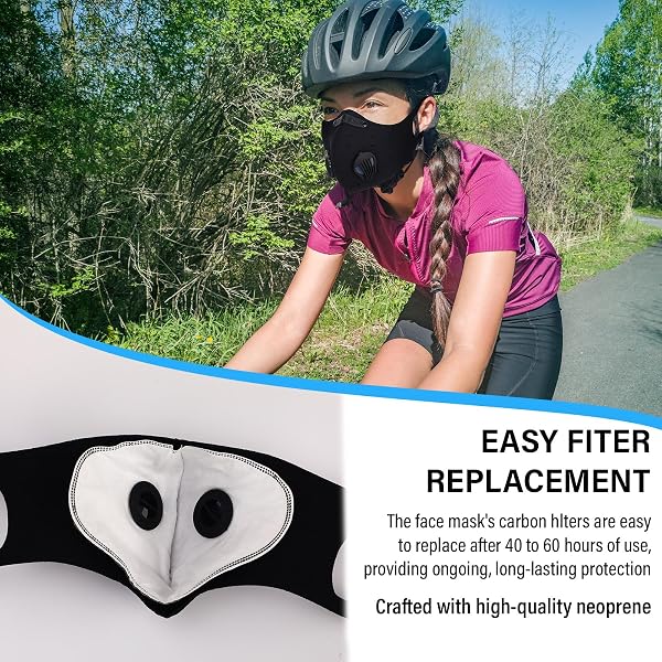 CUTECROP 24 PC DUST MASK SPORTS FACE PROTECTION RIDING COVER WITH VALVE REUSABLE BREATHING FACE SHIELD FOR WOODWORKING MOWING (BLACK)