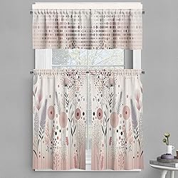 Ambesonne Pastel Valance & Tier Curtain 3 pcs