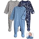 Unnivoll Baby Pajamas 100% Cotton Baby Sleepers for Newborn 0-3 3-6 6-9 Months 3Pcs Footie Pajamas Baby Boys Girls Clothes
