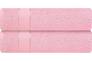 CRAFTBERRY Luxury Bath Sheets| 100% Cotton| Soft, Plush, Thick, Fluffy, Highly Absorbent, Quick Dry| Home, Gym, Pool, Hotel, Shower | Oversized Large Towel Set for Bathroom| Set of 2| 35 x 70| Pink / Light Pink